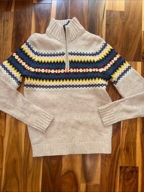 Mini Boden Boys Size 11-12 Quarter Zip Fair Isle Sweater